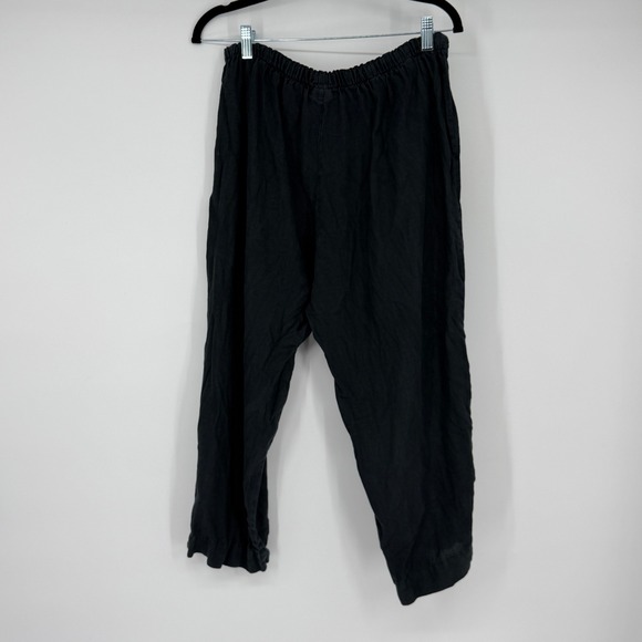 bryn Walker Pants - Bryn Walker Black 100% Linen Elastic Waist Cropped Pants Womens Medium USA Made